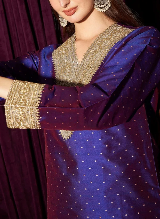 Indo Street Ethnic Motifs Embroidered Kurta with Salwar for Women