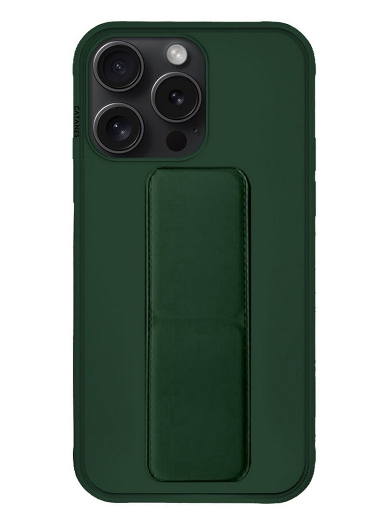 CATANES iPhone 15 Pro Case Premium PU Leather Case with Stand Function Shockproof and Anti Scratch Finger Grip Case Cover Green  - Image 1