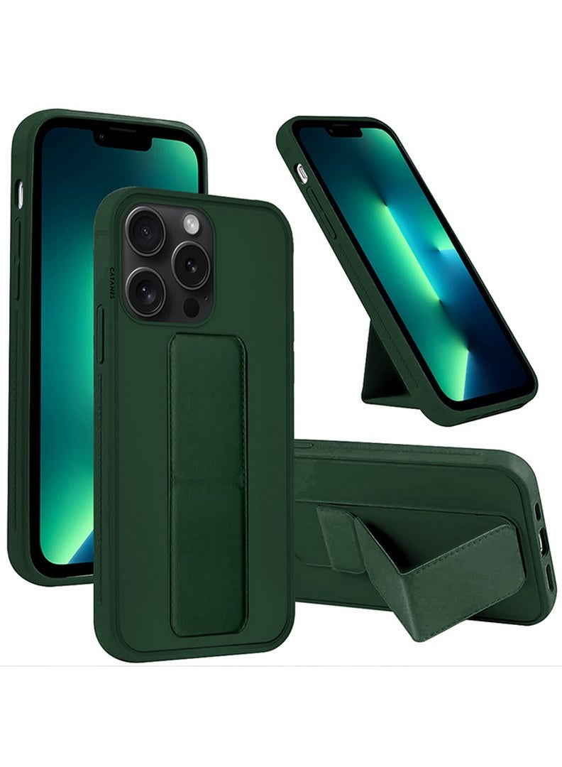 CATANES iPhone 15 Pro Case Premium PU Leather Case with Stand Function Shockproof and Anti Scratch Finger Grip Case Cover Green  - Image 4