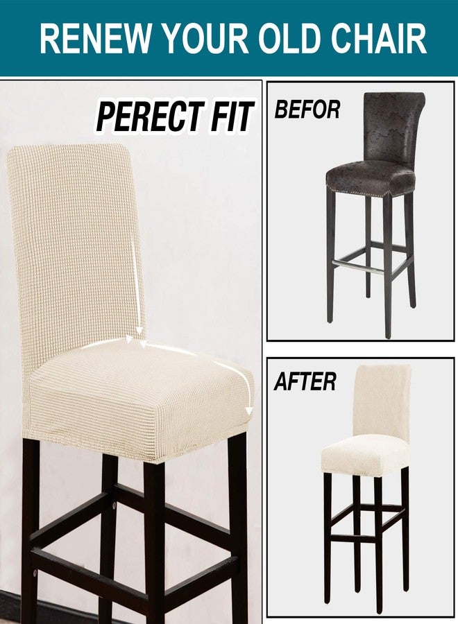 فيروزي غطاء كرسي بار مطاطي بلون الفيروز، مناسب لطاولات الطعام والمقاهي، مصنوع من قماش الجاكار مع قاعدة مطاطية، طقم من 4 قطع، لون طبيعي. - Image 5