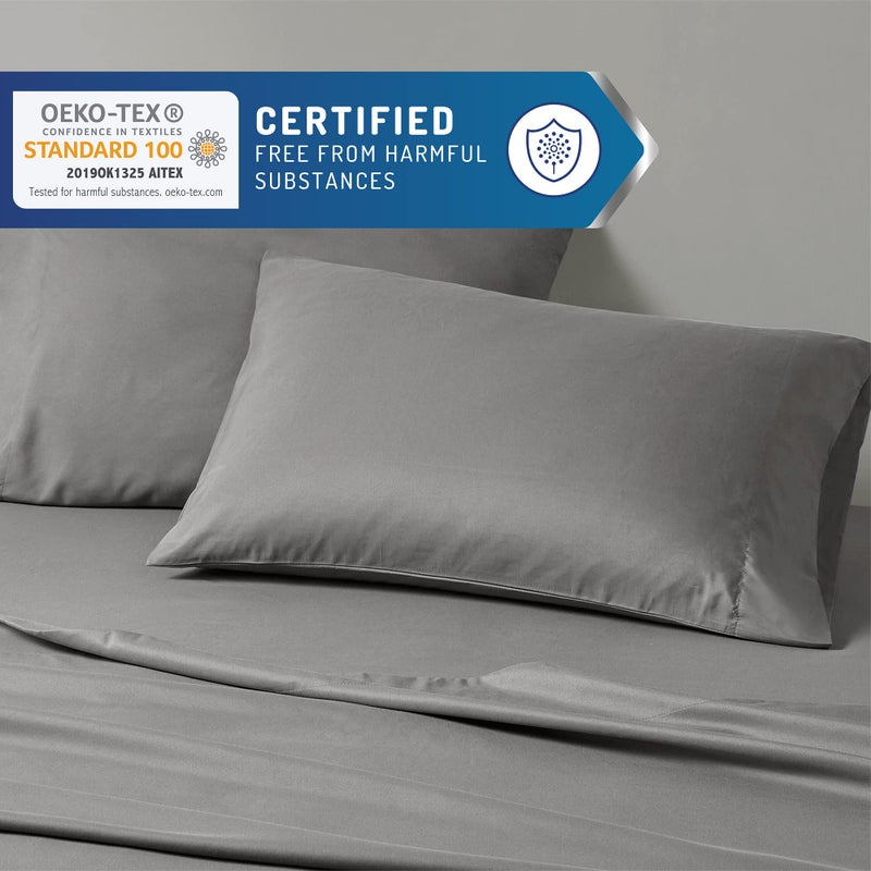 Degrees of Comfort Coolmax Cooling Sheet Set for Full Size Bed, Moisture Wicking for Night Sweats Best Comfort, Cool Sheets for Hot Sleepers During Warm Weather with Deep Pocket, Grey-4PC - Image 4