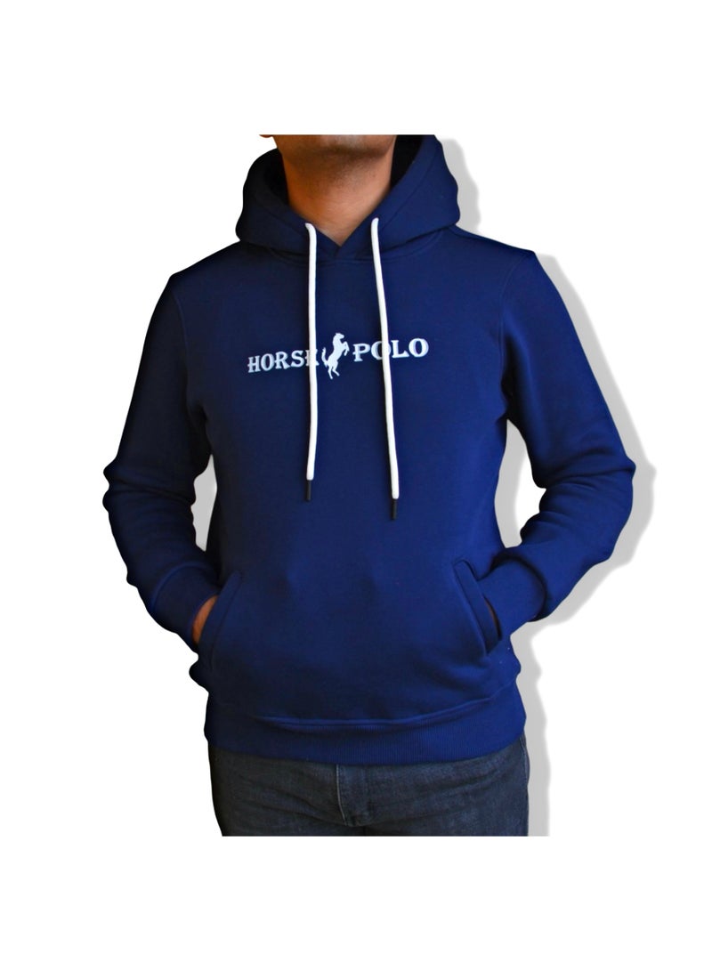 Horse Polo Hoodie Sweatshirt for men,Navy blue - Image 1