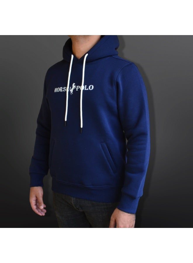 Horse Polo Hoodie Sweatshirt for men,Navy blue - Image 3