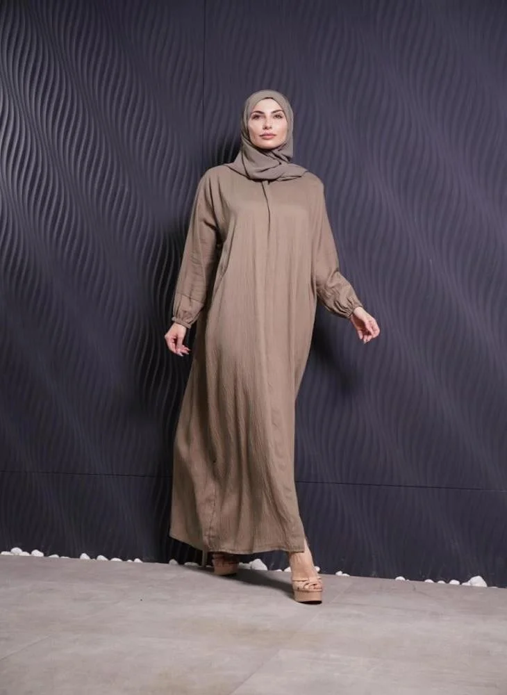 Aila Fashion Hajj and Umrah Abaya - Dark beige