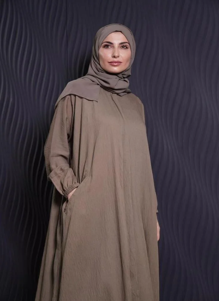 Aila Fashion Hajj and Umrah Abaya - Dark beige