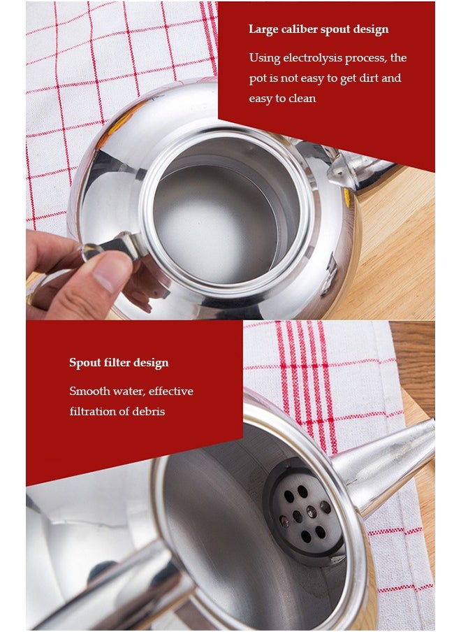 DUNISO 1.0L tea pot,Pot Metal Tea Kettle with Coffee Boiling Camping Gas Stove Thicken Water Kettle Heater Tea Strainer Cold Water Bottle Stainless Steel,silver  - Image 5