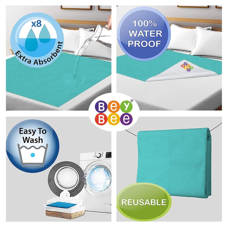 Bey Bee BeyBee NonToxic Quick Dry Sheet for New Born BabyAntiPiling Soft Fleece Bed ProtectorWaterproof Extra Absorbent Mattress Protector for Infant Sea Green Medium Pack of 2 - Image 4