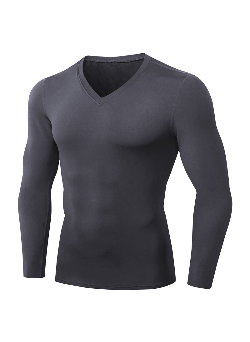 Loquat Men Quick Dry Long Sleeve T-Shirt Grey - Image 1