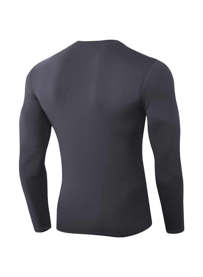 Loquat Men Quick Dry Long Sleeve T-Shirt Grey - Image 2