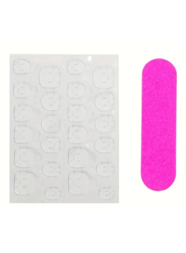 24pcs Elegant Square Matte Mottled Solid Color Wearable False Nails with Jelly Glue & Nail File, Suitable for Picnic, Leisure, Party, Daily Wear - Image 3
