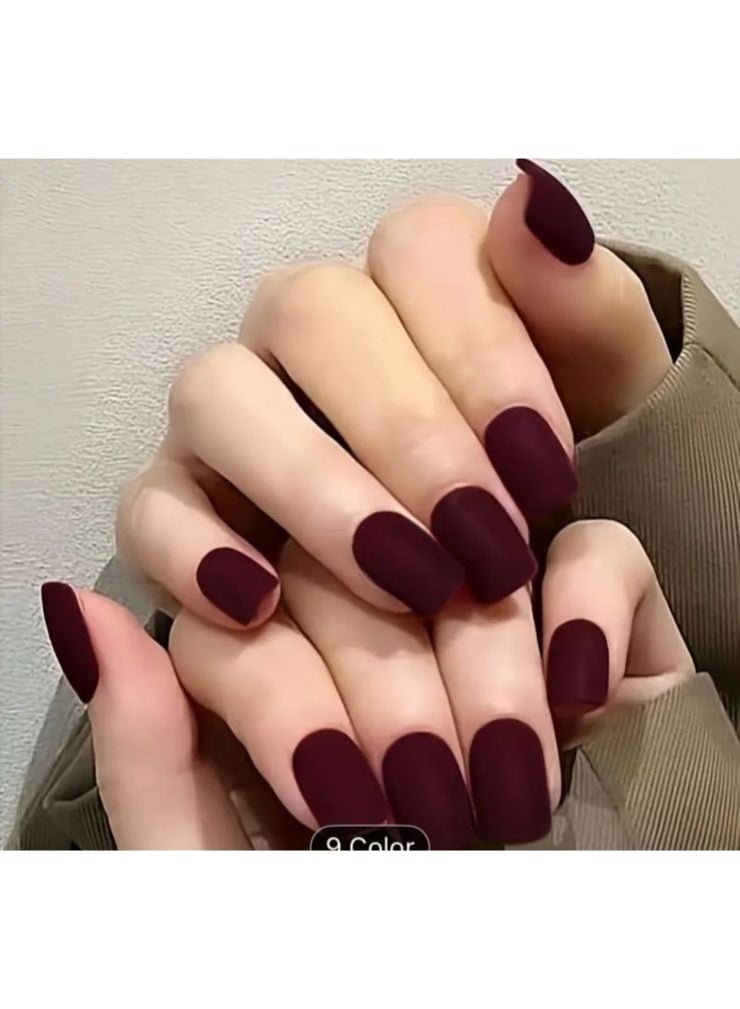 24pcs Elegant Square Matte Mottled Solid Color Wearable False Nails with Jelly Glue & Nail File, Suitable for Picnic, Leisure, Party, Daily Wear - Image 1