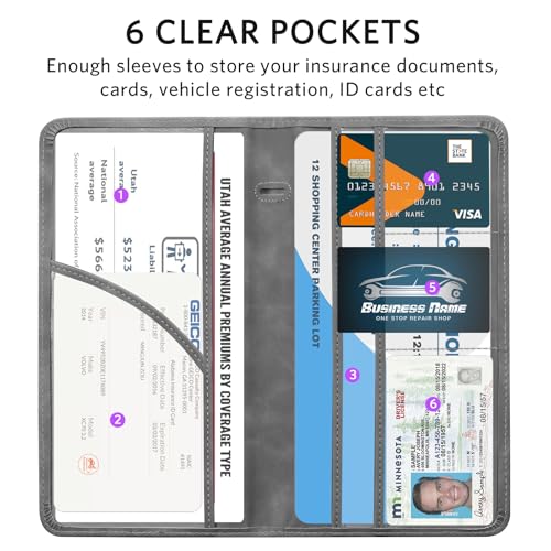 CoBak Car Registration and Insurance Holder - Vehicle Glove Box Car Organizer,Auto Truck Comparment Accessories Case with Magnetic Closure for Driver License,Cards - Image 3