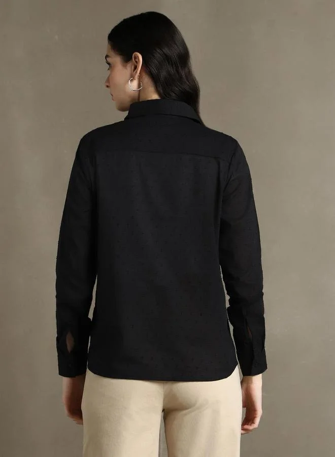Dennis Lingo Textured Cotton Long Sleeve Casual Shirt by Styli