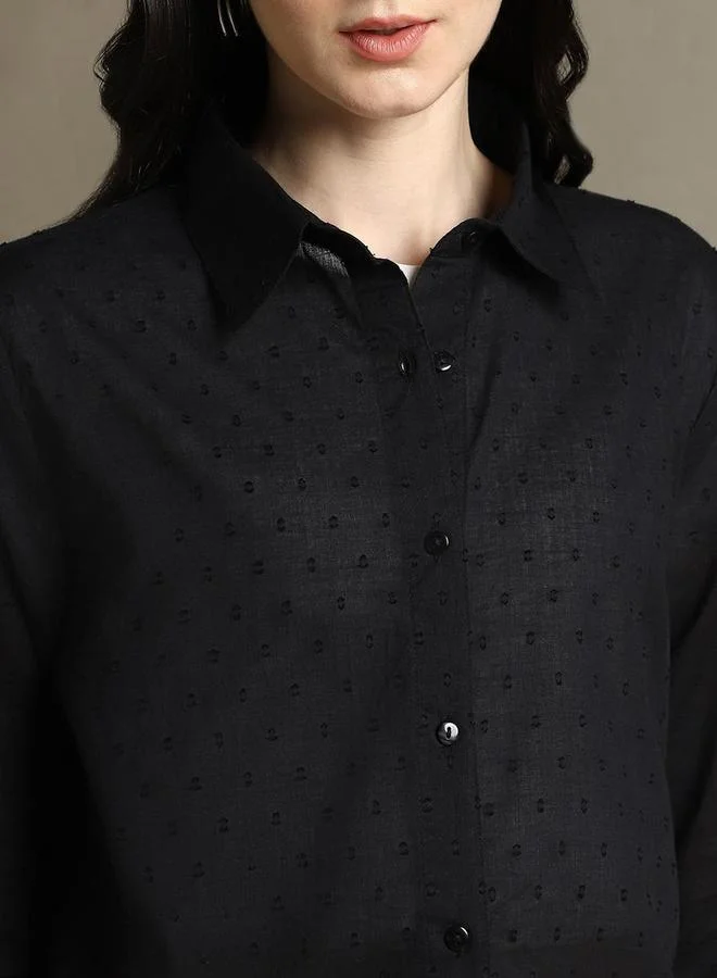 Dennis Lingo Textured Cotton Long Sleeve Casual Shirt by Styli
