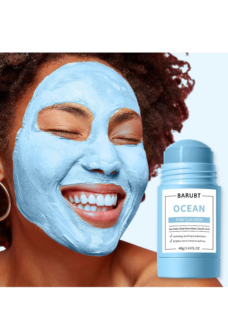 BARUBT Ocean Pore Clay Stick 40G Hydrating Soothing and Antioxidant Face Mask Brighten Skin and Minimize Dullness with Sea Grape Ocean Water and Glycolic Acid Moisturizing Face Mask Clay Stick Cleanser Face Mask - Image 2