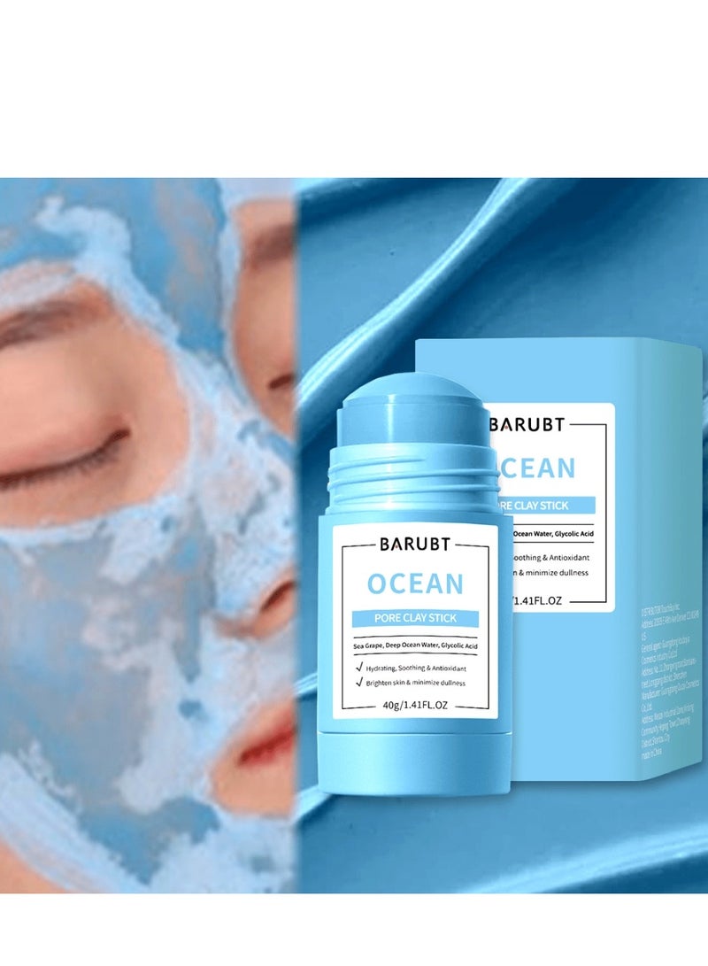 BARUBT Ocean Pore Clay Stick 40G Hydrating Soothing and Antioxidant Face Mask Brighten Skin and Minimize Dullness with Sea Grape Ocean Water and Glycolic Acid Moisturizing Face Mask Clay Stick Cleanser Face Mask - Image 3