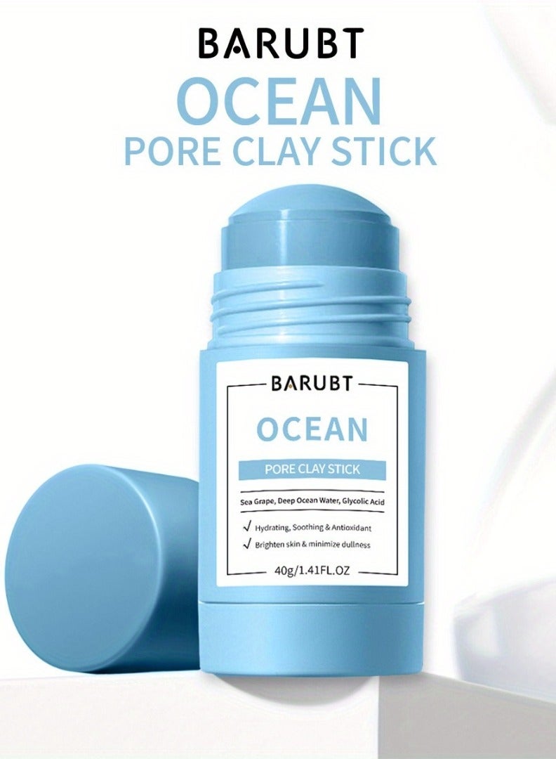 BARUBT Ocean Pore Clay Stick 40G Hydrating Soothing and Antioxidant Face Mask Brighten Skin and Minimize Dullness with Sea Grape Ocean Water and Glycolic Acid Moisturizing Face Mask Clay Stick Cleanser Face Mask - Image 4
