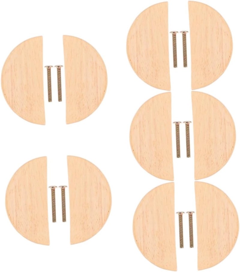 5 Pack Wooden Cabinet Pulls Elegant Door Knobs Replacement Comfort Grip Handles - Image 1