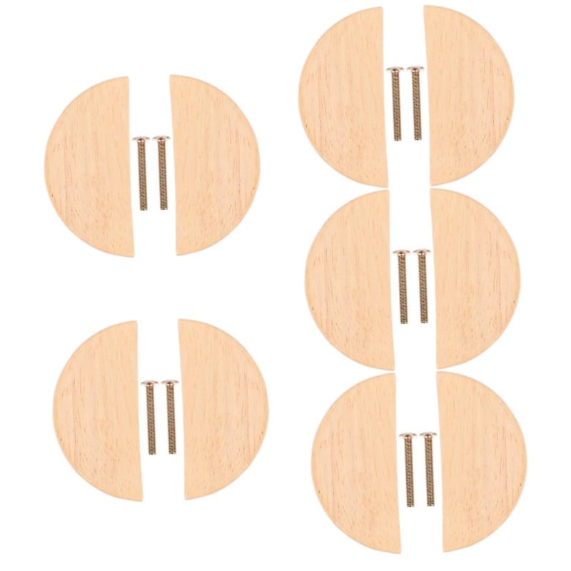 5 Pack Wooden Cabinet Pulls Elegant Door Knobs Replacement Comfort Grip Handles - Image 2