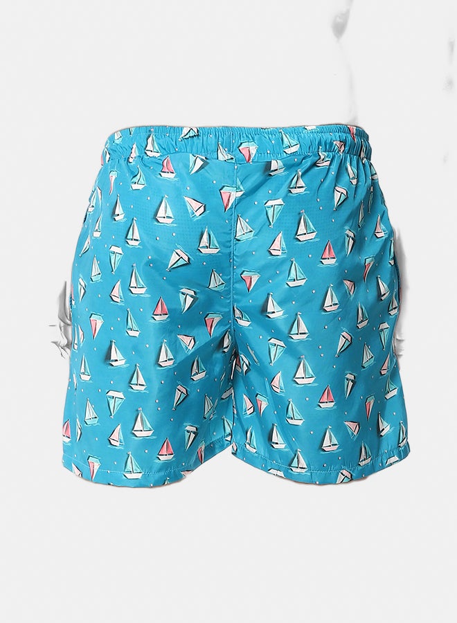 Andora Short Swimsuit with Drawstrings_Blue - Image 3