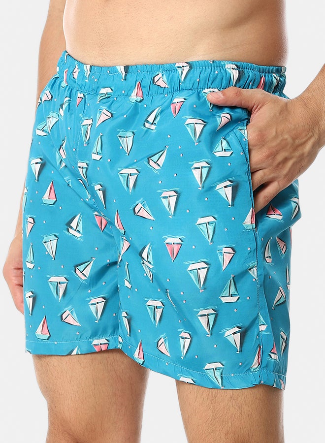 Andora Short Swimsuit with Drawstrings_Blue - Image 4
