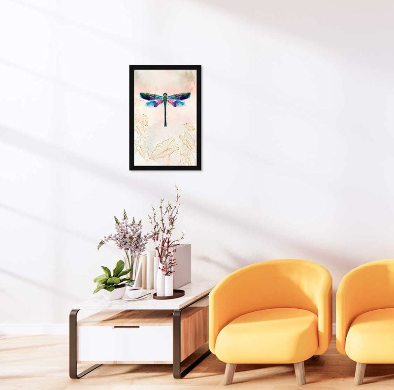 ArtX Paper Abstract Dragonfly Framed Wall Art Painting For Living Room, Multicolor, Animal, 12.5 X 18.5 inches, Set of 1 - Image 3