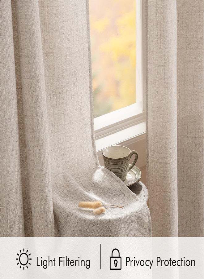MIULEE Faux Linen Curtains 84 Inch Length 2 Panels Natural Semi Sheer Curtain with Back Tab Rod Pocket, Light Filtering Window Privacy Burlap Drapes for Living Room Bedroom 42W x 84L Linen - Image 5