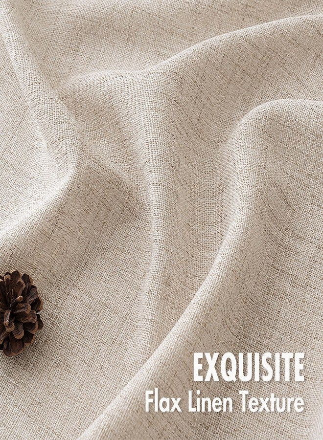 MIULEE Faux Linen Curtains 84 Inch Length 2 Panels Natural Semi Sheer Curtain with Back Tab Rod Pocket, Light Filtering Window Privacy Burlap Drapes for Living Room Bedroom 42W x 84L Linen - Image 3