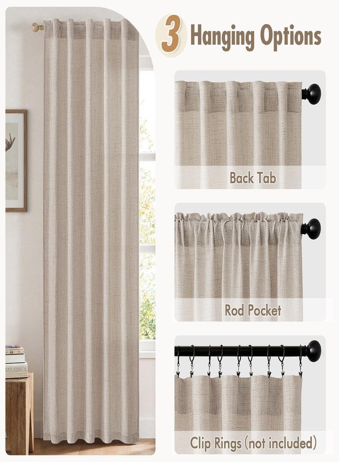 MIULEE Faux Linen Curtains 84 Inch Length 2 Panels Natural Semi Sheer Curtain with Back Tab Rod Pocket, Light Filtering Window Privacy Burlap Drapes for Living Room Bedroom 42W x 84L Linen - Image 4