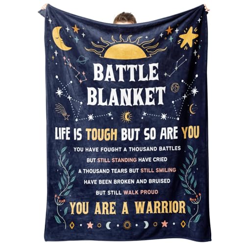 SteadStyle Cancer Care Gifts for Women, Get Well Soon Gifts Blanket for Her Him, Cancer Fighter Inspirational Quote Chemo Patient Gift - Meaningful Caring Message Battle Blanket - Image 1