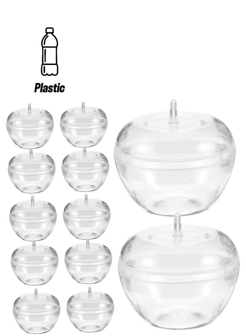 12pcs Apple Storage Box, Plastic Candy Containers, Clear Plastic Gift Box, Fillable Candy Cases with Lid, Hanging Baubles Balls Clear Ornaments, Apples Shaped Cookie Jar Snacks Box for Kids  - Image 1
