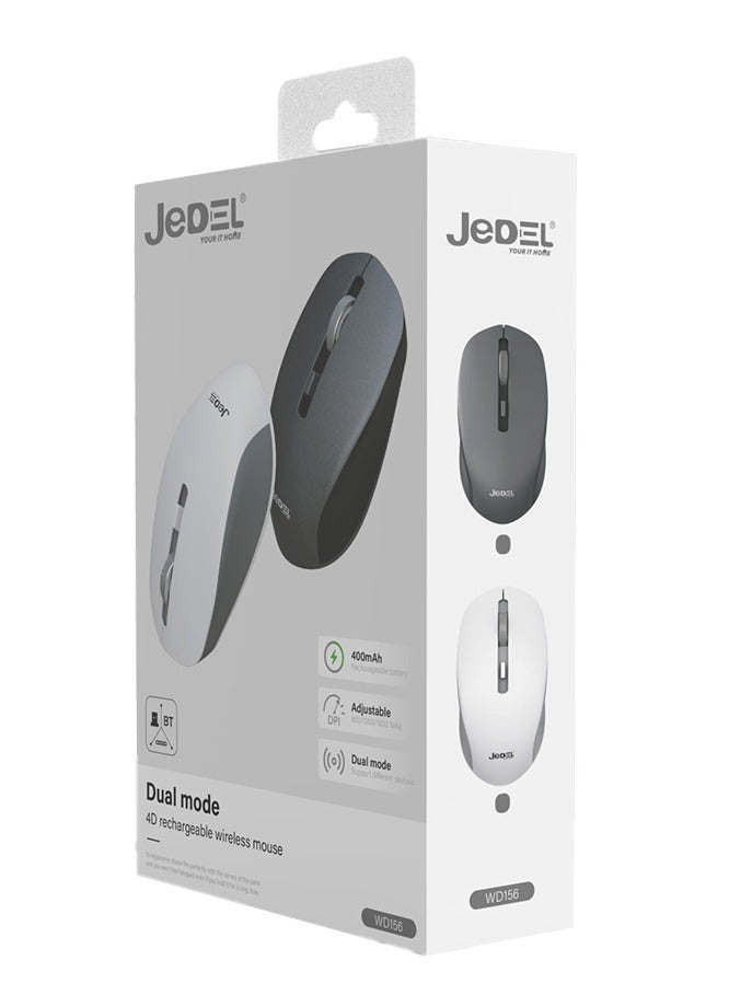 جي ديل فأرة لاسلكية قابلة للشحن WD156 ، تصميم 4D مريح، وضع مزدوج 2.4GHz، بطارية 400mAh، DPI 1600 للحاسوب المكتبي واللاب توب - Image 4