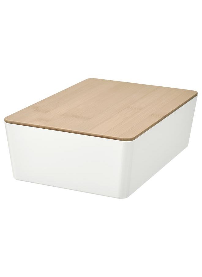 Green Tiger Box with lid, white/bamboo, 18x26x8 cm  - Image 1