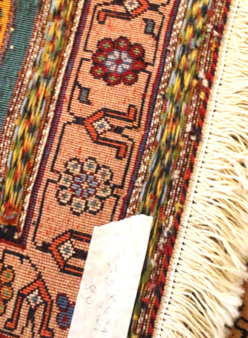 سجادة سوماك فاخرة مصنوعة يدويًا، جودة عالية، مقاس 126 سم × 90 سم، تصميم فارسي تقليدي - Image 4