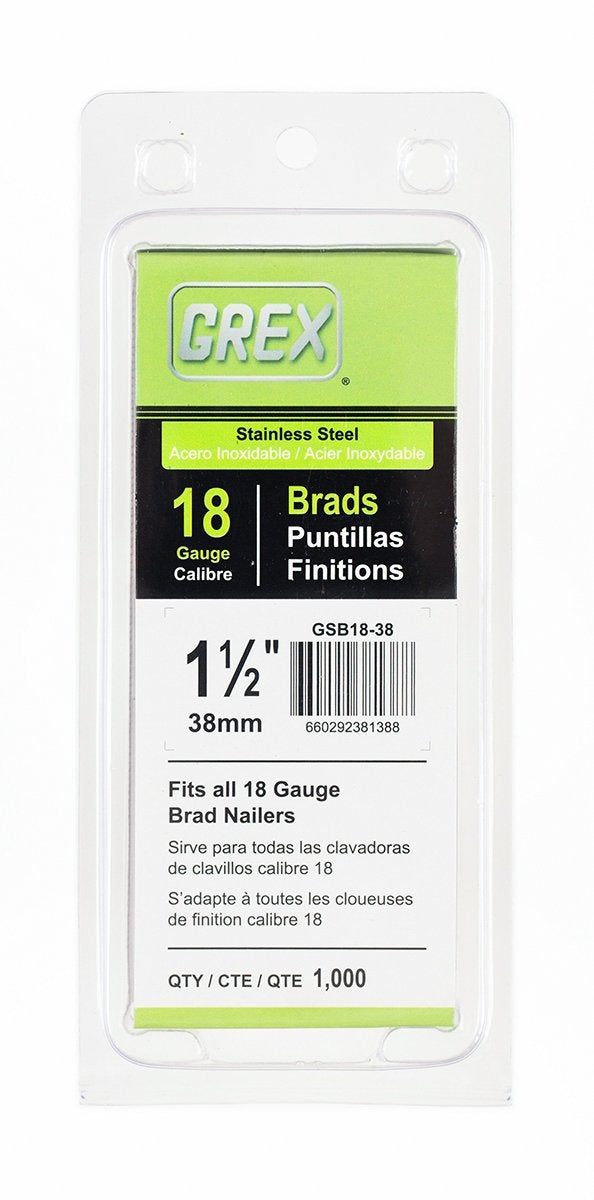 Grex GSB1838 112 In 18 Ga Brad Nails Stainless Steel 304 1M