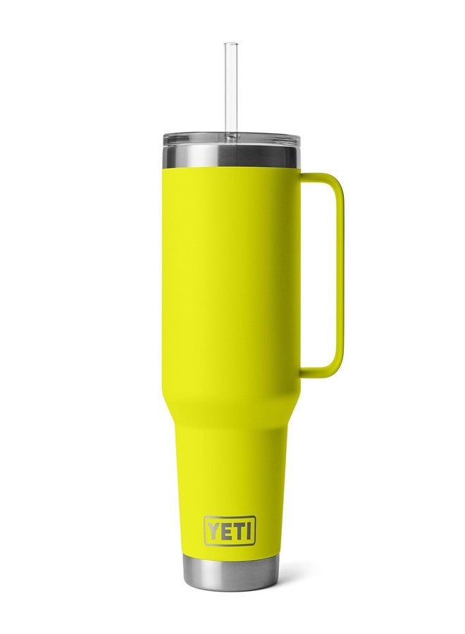 يتي كوب YETI Rambler سعة 42 أونصة بمقبض وغطاء من القش، كوب سفر معزول بتفريغ الهواء مع مقبض، من الفولاذ المقاوم للصدأ، أصفر فاتح - Image 3