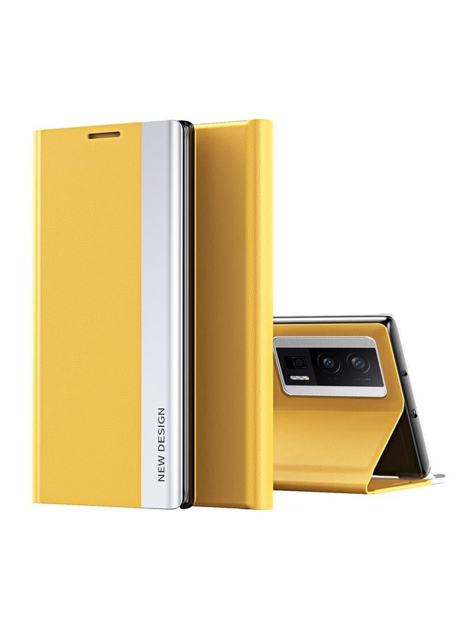 Case For Xiaomi Poco F5 Pro Side Side Electroplated Magnetic Leather Phone Case