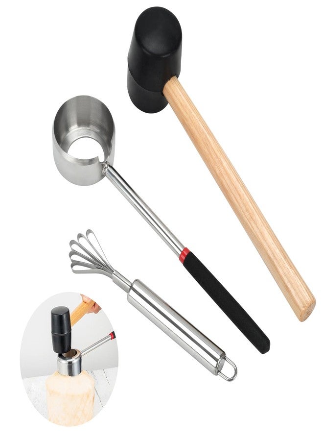 Zalaxt Coconut Opener Tool Set,Food Grade Coconut Opener,Coconut Scraper for Kitchens,Picnics and Beach Vacations - Image 1