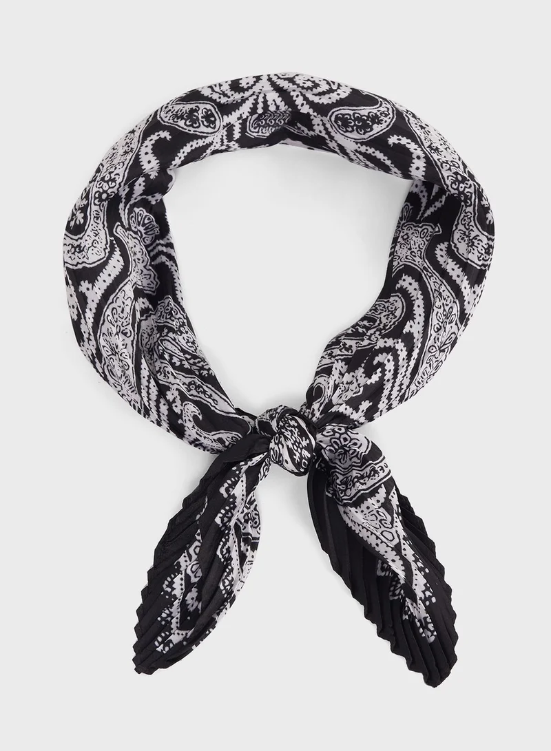 ELLA Pleated Paisley Silky Scarf