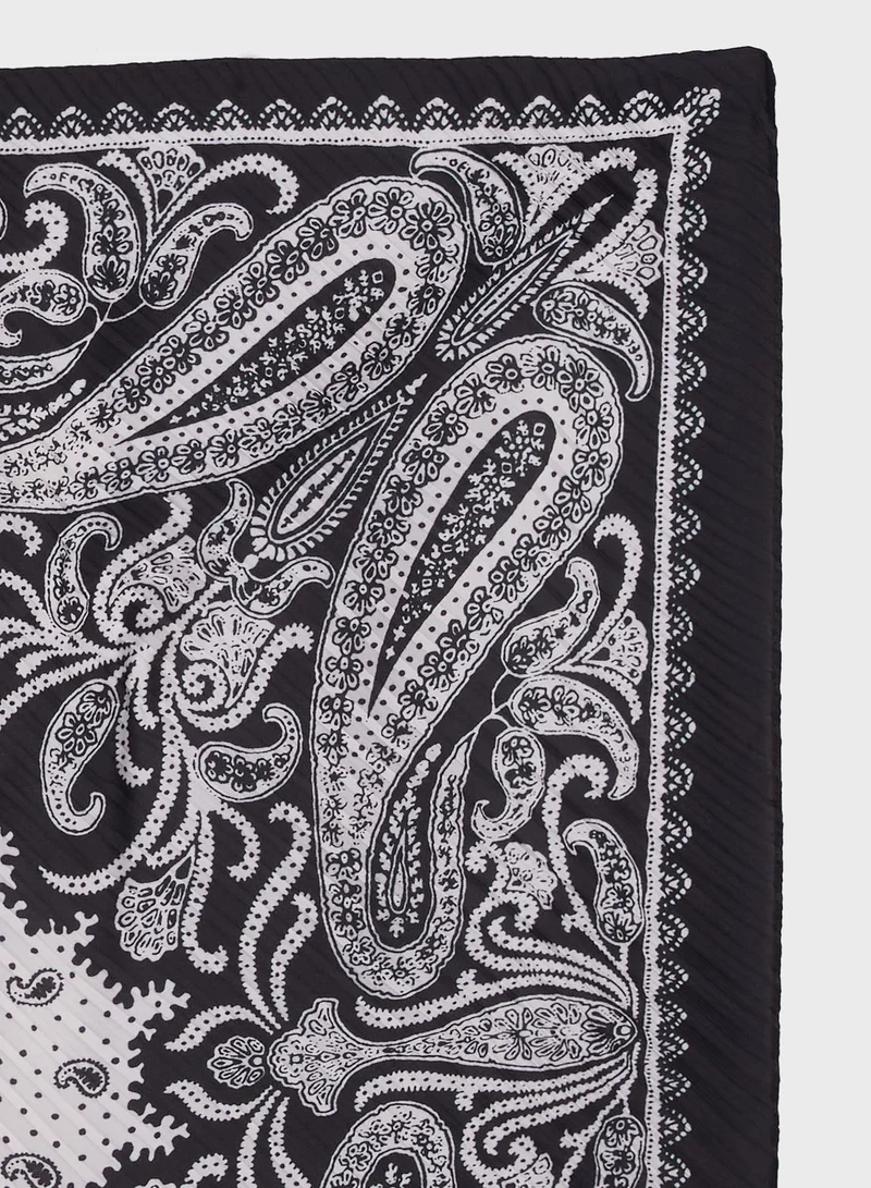 ELLA Pleated Paisley Silky Scarf