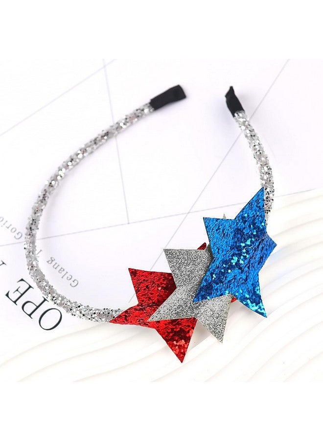 Doneace 4Th Of July Headband Independence Day Star Hairband Sparkly Red White Blue Star Hair Hoop National Memorial Day Hair Accessory For Women Girls Kids Patriotic Themed Party Headdress 1Pcs - Image 5