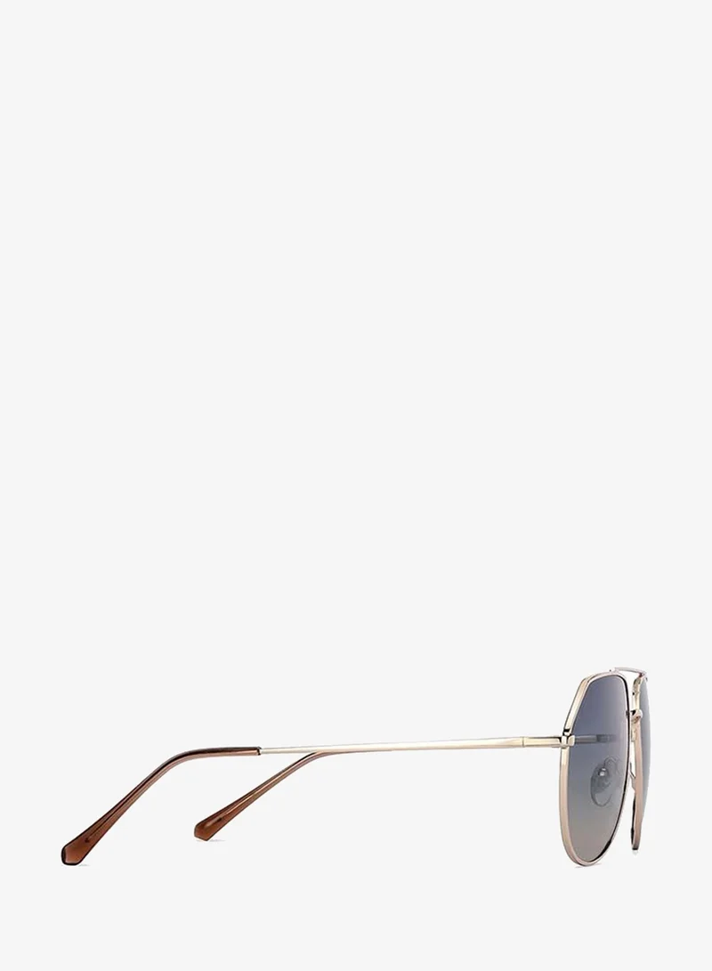 Vincent Chase  Vintage Full Rim Aviator Frame Polarized & UV Protected Sunglasses VC S13715 - 58mm - Gold  | Best Price UAE