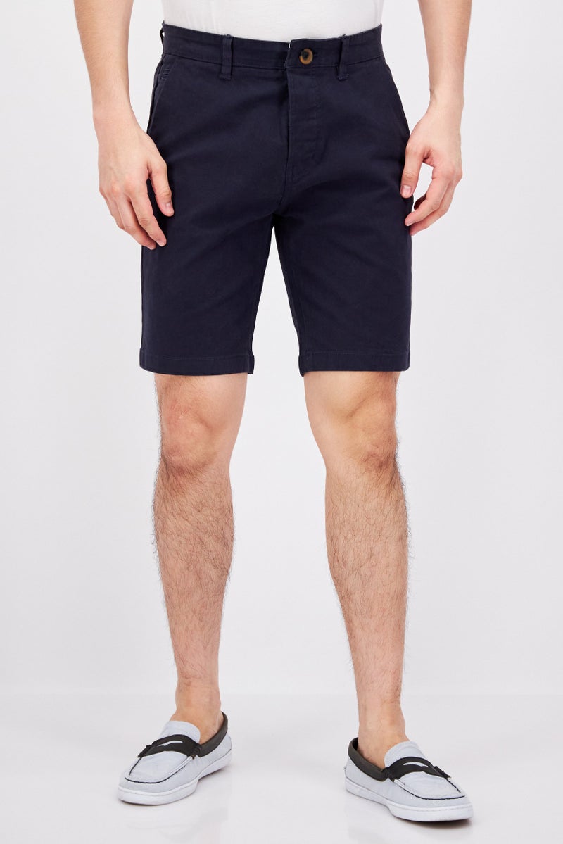 Threadbare Men Solid Chino Shorts, Navy - Image 1