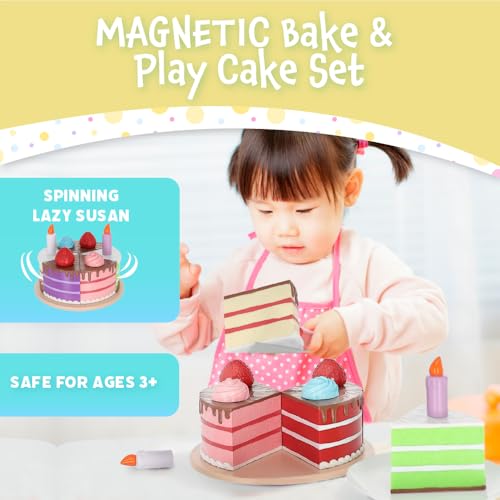 Popular Playthings Magnetic Bake Play Cake Set Educational Pretend Birthday Cake Play Food for Toddlers Gifts for Kids Ages 3 Up 16 Piece - Image 5