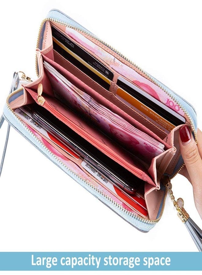 PARABRAHMA Women's Long Wallet - Sky Blue PU Leather Zipper Purse with Tassel | Multi-Slot Credit Card Holder & Large Capacity Coin Wallet for Women & Girls - Image 3