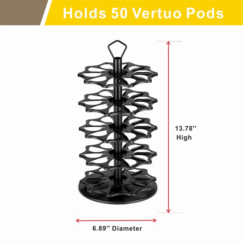 FlagShip 50 Vertuo Pods Carousel Holder Black Coffee Pod Holder 360Â° Rotating Rack Stand for Vertuoline Pods 5 Tier (50 Pods Capacity) - Image 2