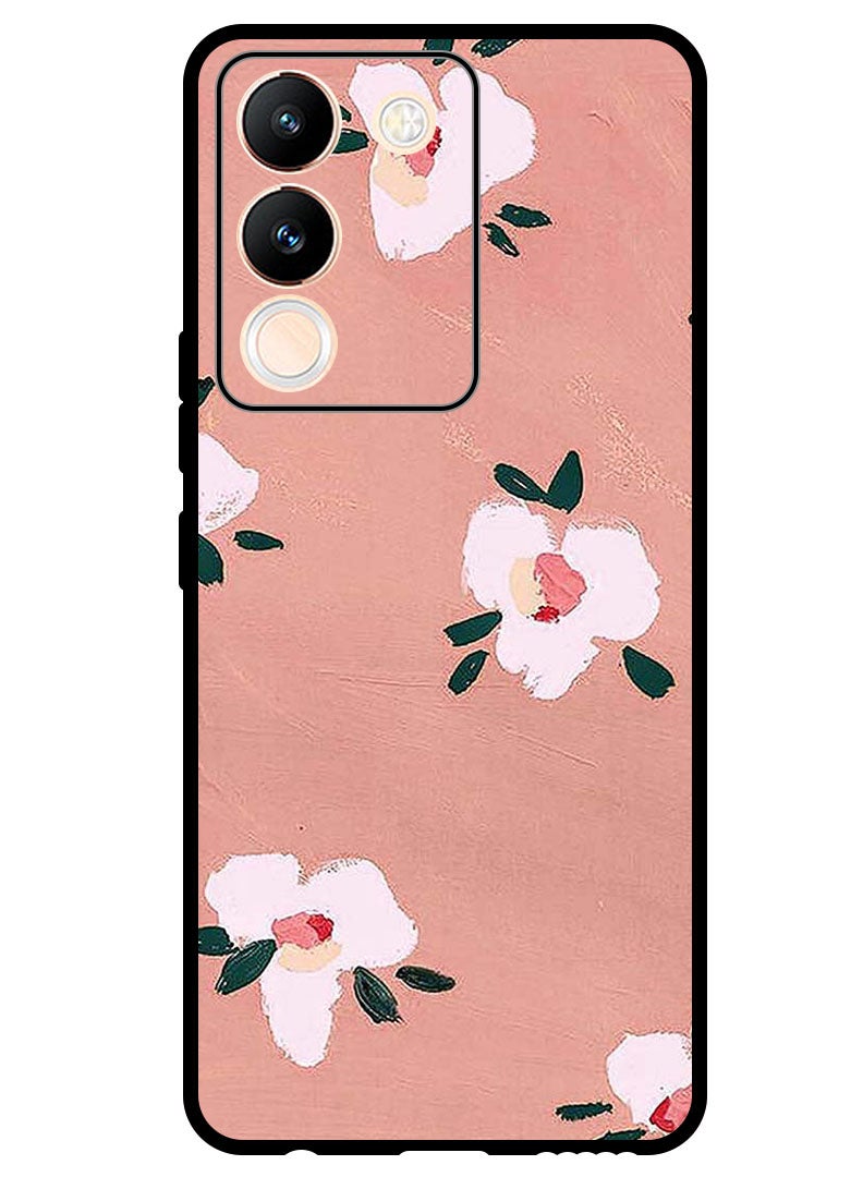 Theodor Protective Case Anti Scratch Shock Proof Bumper Cover For Vivo Y200 Peach Flowers - Image 1
