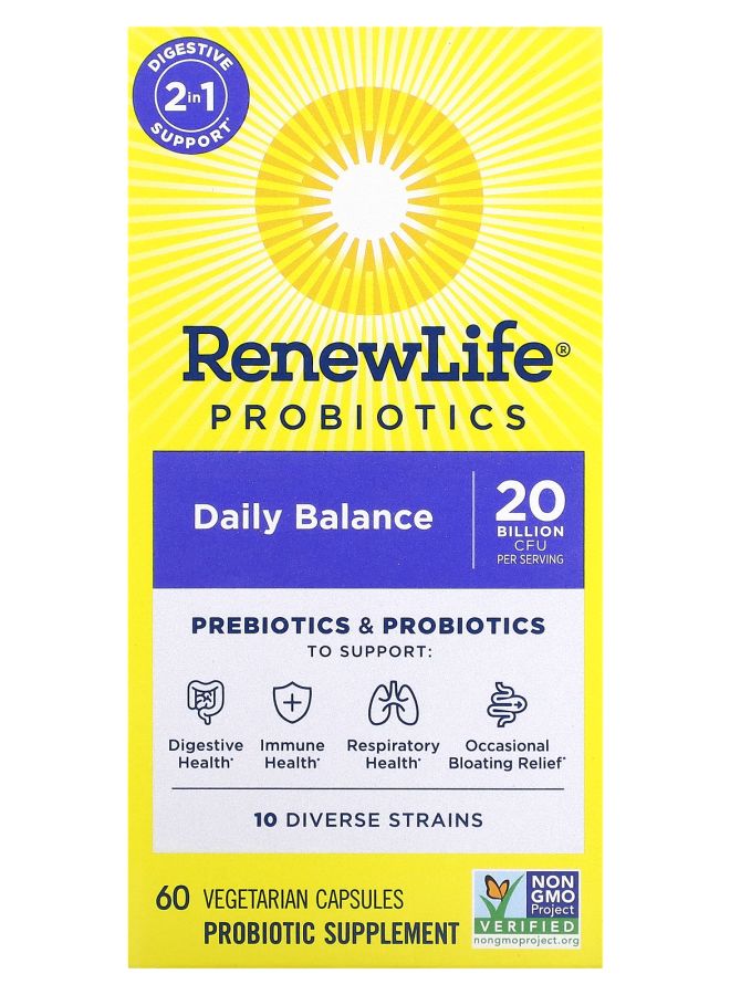 Renew Life توازن البروبيوتيك اليومي 60 كبسولة نباتية