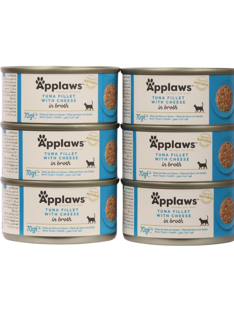 Applaws Cat Adult Wet Food Tuna Fillet With Cheese In Broth Flavor 70g Pack Of 6 - Image 1