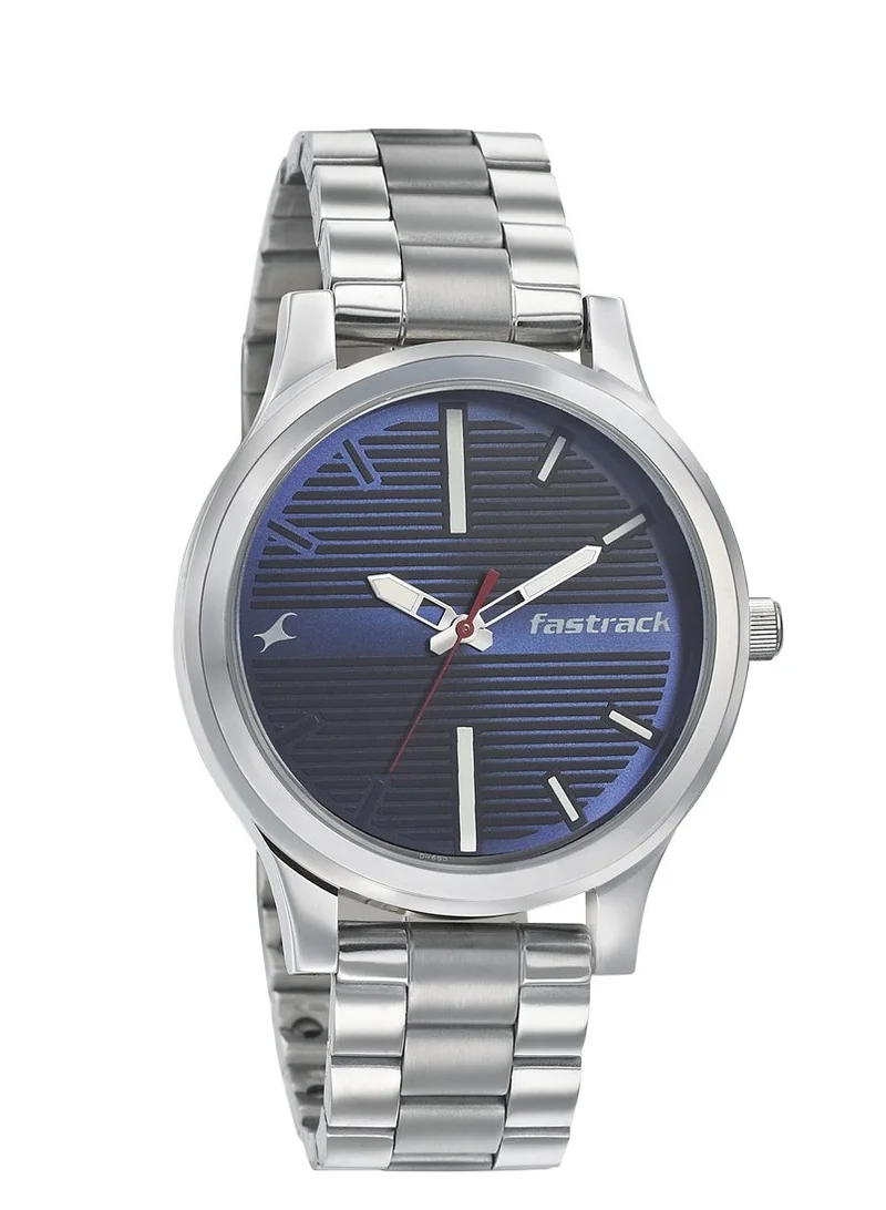 fastrack Fastrack Fundamentals Quartz Analog Blue Dial Stainless Steel Strap Watch for Guys
